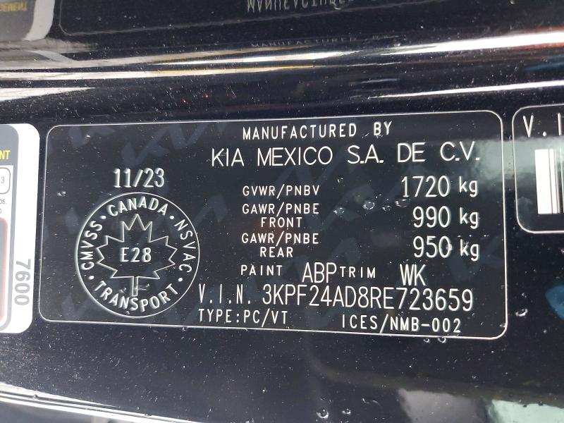 Auction sale of the 2024 Kia Forte, vin: 3KPF24AD8RE723659, lot number: 45603926
