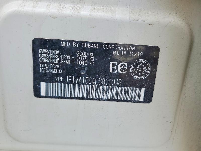 Aukcja sprzedaży 2020 Subaru Wrx, vin: JF1VA1G64L8811038, numer aukcji: 47096426