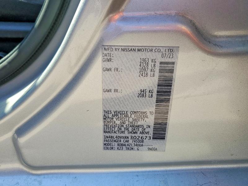 Продаж на аукціоні авто 2024 Nissan Altima, vin: 1N4BL4DVXRN302673, номер лоту: 46916146