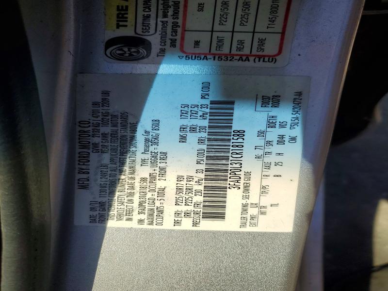 Продаж на аукціоні авто 2012 Ford Fusion, vin: 3FADP0L31CR181588, номер лоту: 47413006