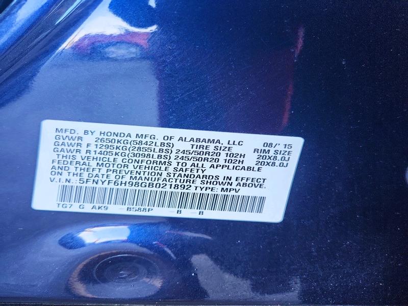 Aukcja sprzedaży 2016 Honda Pilot, vin: 5FNYF6H98GB021892, numer aukcji: 47829566