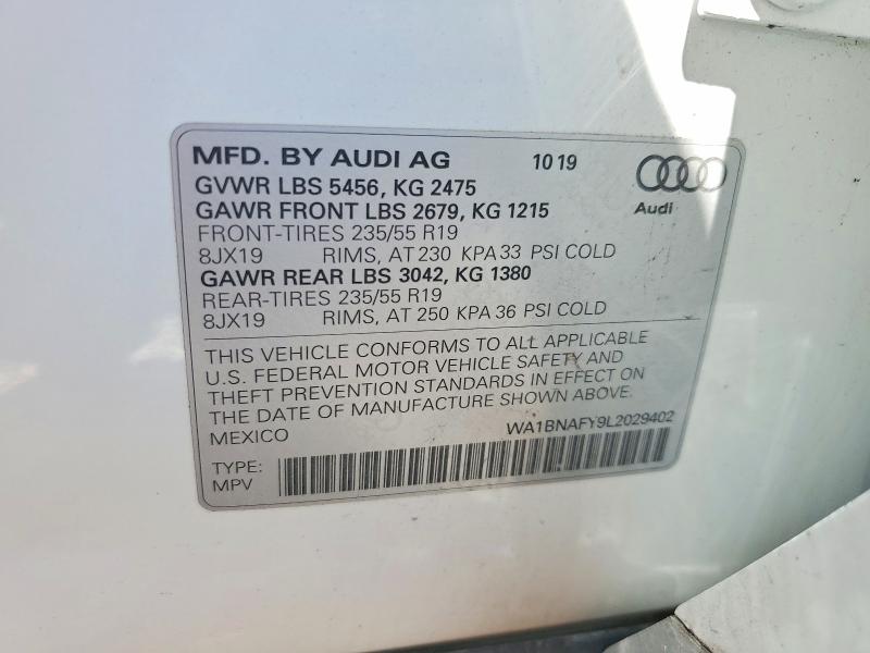 Продаж на аукціоні авто 2020 Audi Q5, vin: WA1BNAFY9L2029402, номер лоту: 46677576