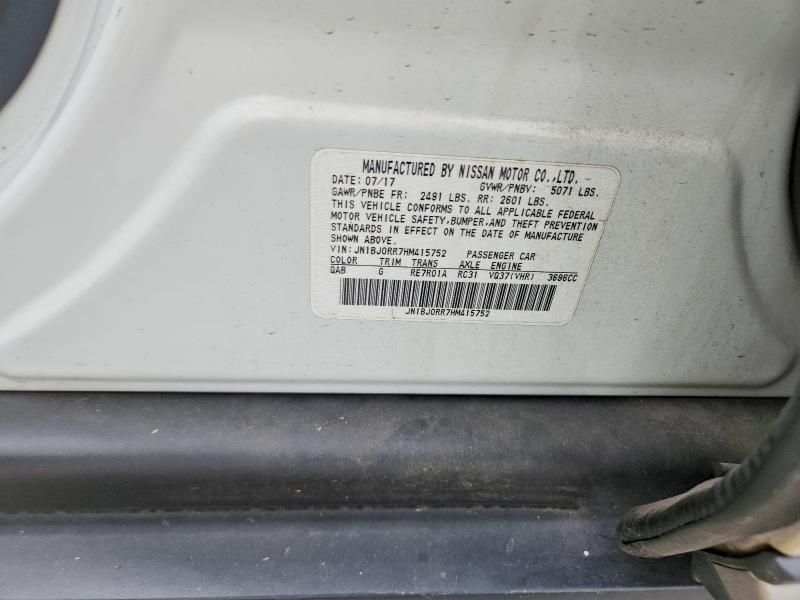 79546125 :رقم المزاد ، JN1BJ0RR7HM415752 vin ، 2017 Infiniti Qx50 مزاد بيع