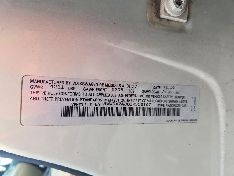 41909446 :رقم المزاد ، 3VWDX7AJ8BM330107 vin ، 2011 Volkswagen Jetta مزاد بيع