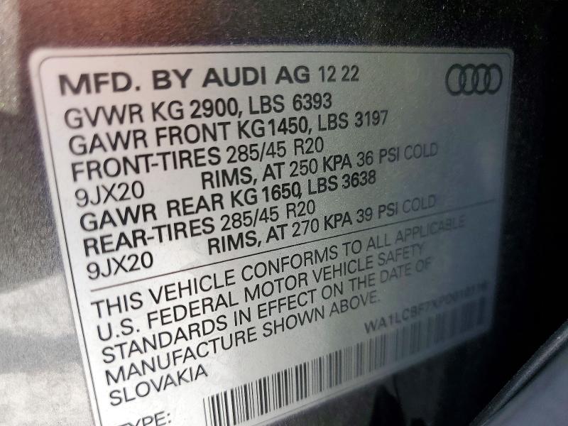 47797616 :رقم المزاد ، WA1LCBF7XPD010116 vin ، 2023 Audi Q7 مزاد بيع