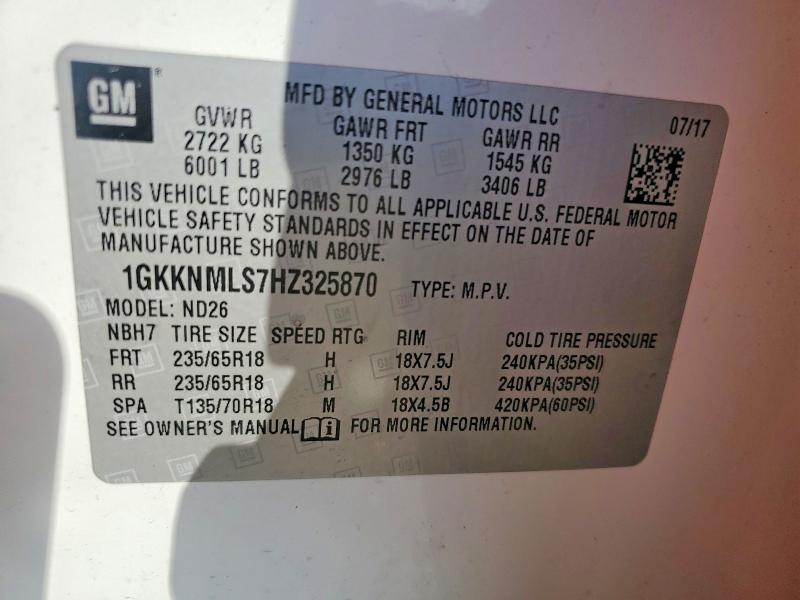 Продажа на аукционе авто 2017 Gmc Acadia, vin: 1GKKNMLS7HZ325870, номер лота: 48082916