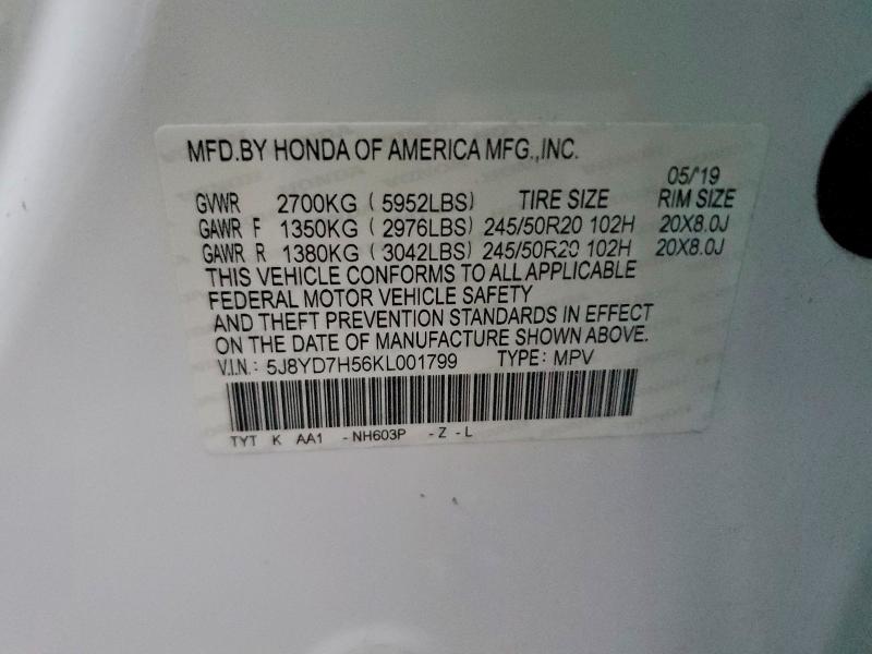 Продаж на аукціоні авто 2019 Acura Mdx, vin: 5J8YD7H56KL001799, номер лоту: 41766656