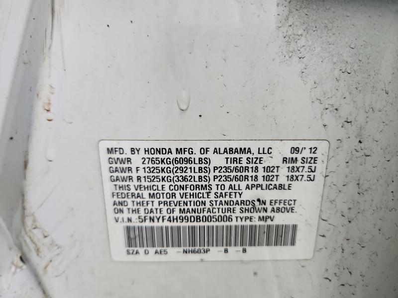 Продажа на аукционе авто 2013 Honda Pilot, vin: 5FNYF4H99DB005006, номер лота: 45941246