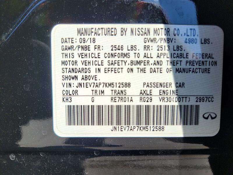 Aukcja sprzedaży 2019 Infiniti Q50, vin: JN1EV7AP7KM512588, numer aukcji: 47081156
