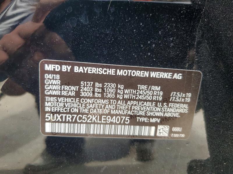 Aukcja sprzedaży 2019 Bmw X3, vin: 5UXTR7C52KLE94075, numer aukcji: 48008966