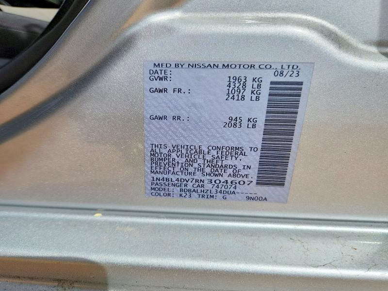 Продажа на аукционе авто 2024 Nissan Altima, vin: 1N4BL4DV7RN304607, номер лота: 47909336