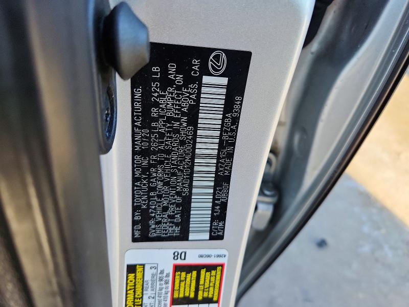 75738745 :رقم المزاد ، 58AD11D12MU002469 vin ، 2021 Lexus Es مزاد بيع