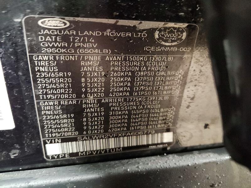 Продаж на аукціоні авто 2015 Land Rover Range Rover Sport, vin: SALWR2VFXFA606779, номер лоту: 46856856