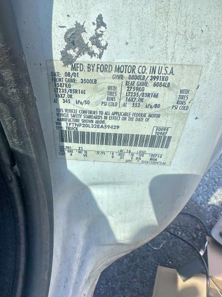 2002 Ford F250 მანქანა იყიდება აუქციონზე, vin: 1FTNF20L32EA59429, აუქციონის ნომერი: 48452456