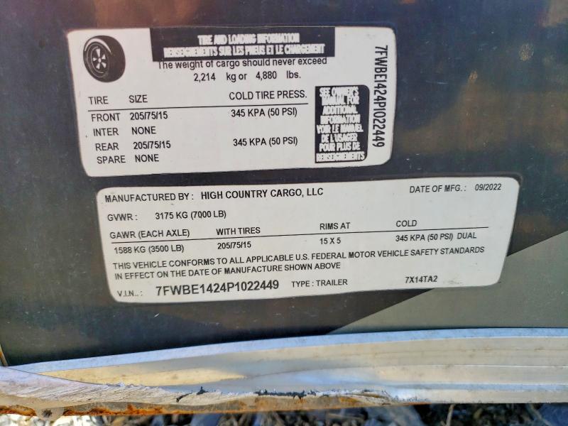 Продажа на аукционе авто 2023 High Country Trailers, vin: 7FWBE1424P1022449, номер лота: 46544216