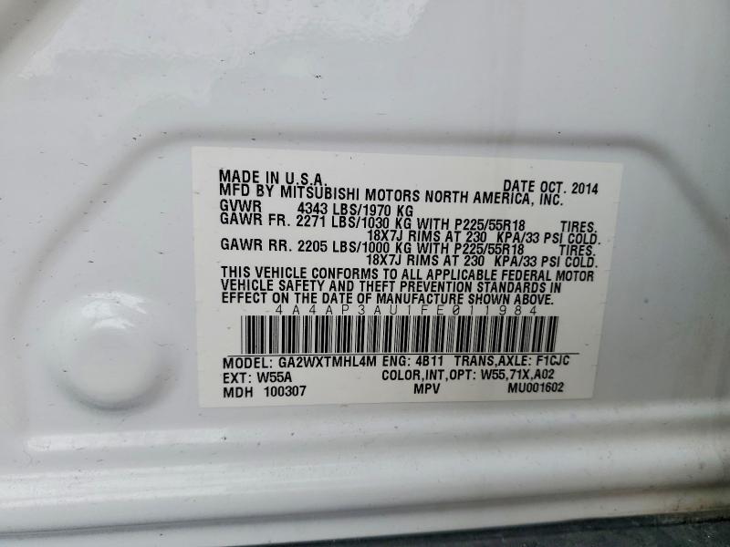 Aukcja sprzedaży 2015 Mitsubishi Outlander Sport, vin: 4A4AP3AU1FE011984, numer aukcji: 46579166