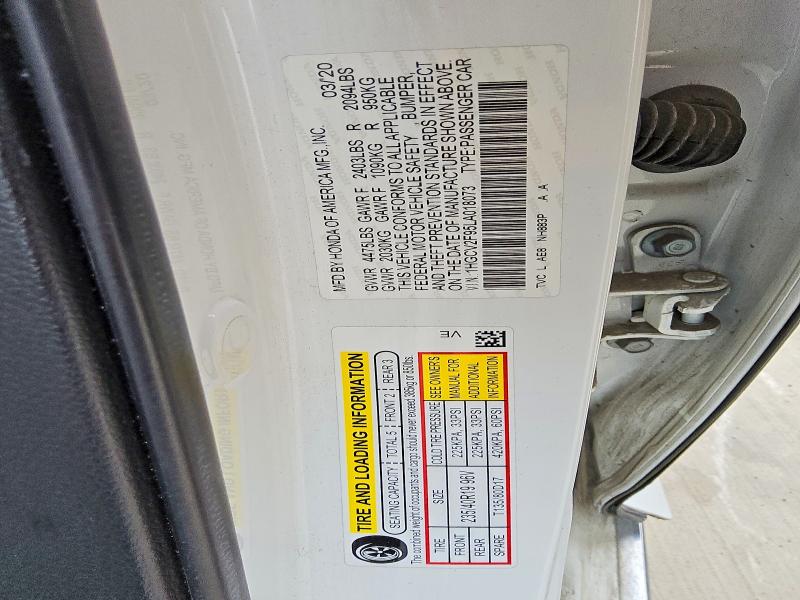 Aukcja sprzedaży 2020 Honda Accord, vin: 1HGCV2F95LA018073, numer aukcji: 47514296