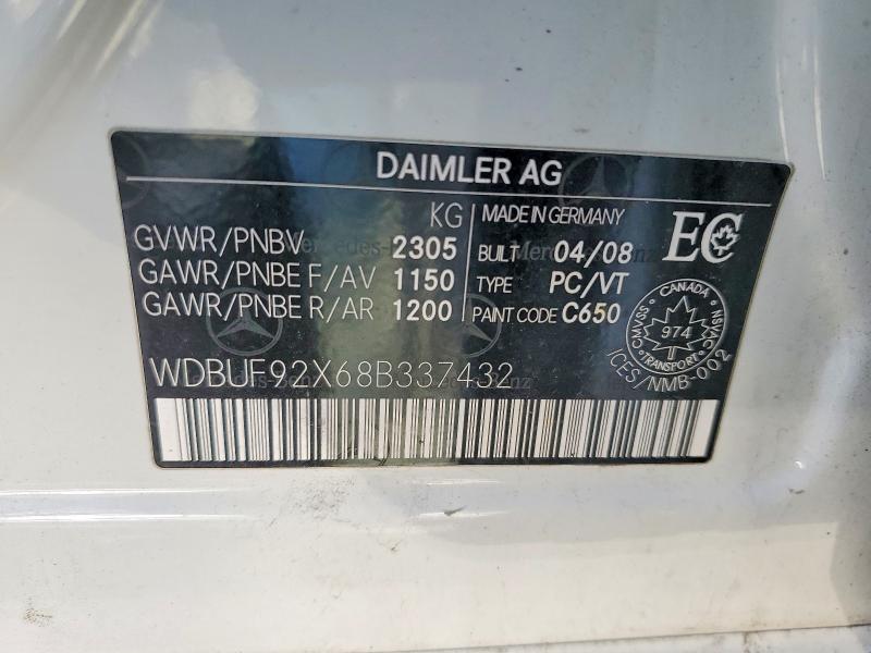 79584035 :رقم المزاد ، WDBUF92X68B337432 vin ، 2008 Mercedes Benz E مزاد بيع
