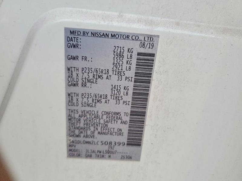 2020 Infiniti Qx60 მანქანა იყიდება აუქციონზე, vin: 5N1DL0MN2LC508399, აუქციონის ნომერი: 46840116