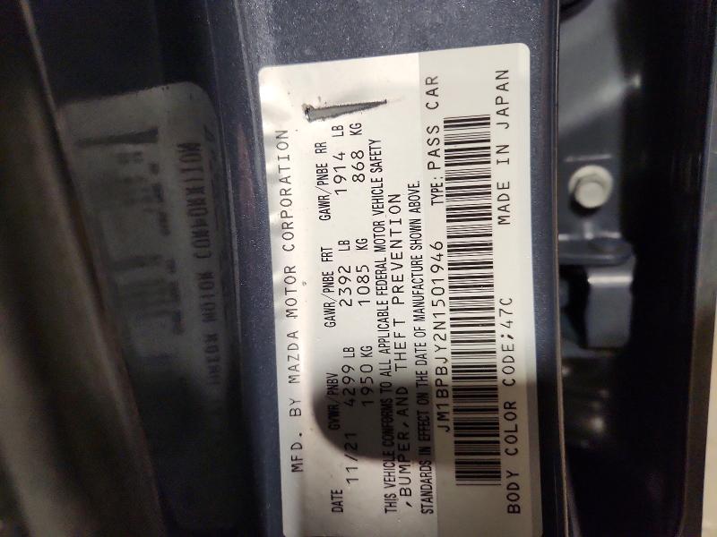 Продажа на аукционе авто 2022 Mazda 3, vin: JM1BPBJY2N1501946, номер лота: 45448476