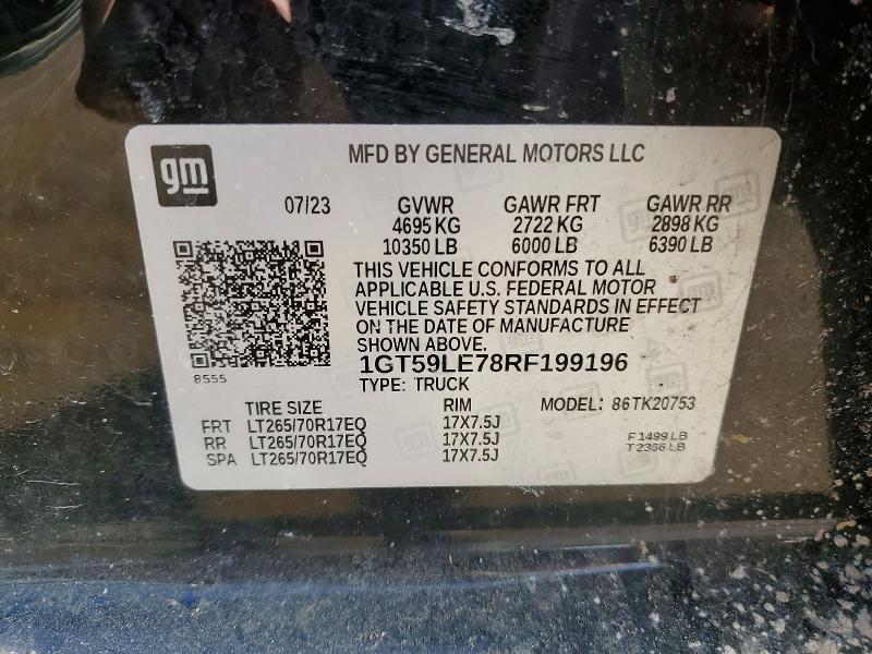 2024 Gmc Sierra მანქანა იყიდება აუქციონზე, vin: 1GT59LE78RF199196, აუქციონის ნომერი: 79359135