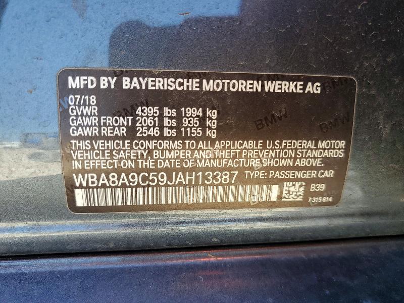 47292456 :رقم المزاد ، WBA8A9C59JAH13387 vin ، 2018 Bmw 320 مزاد بيع