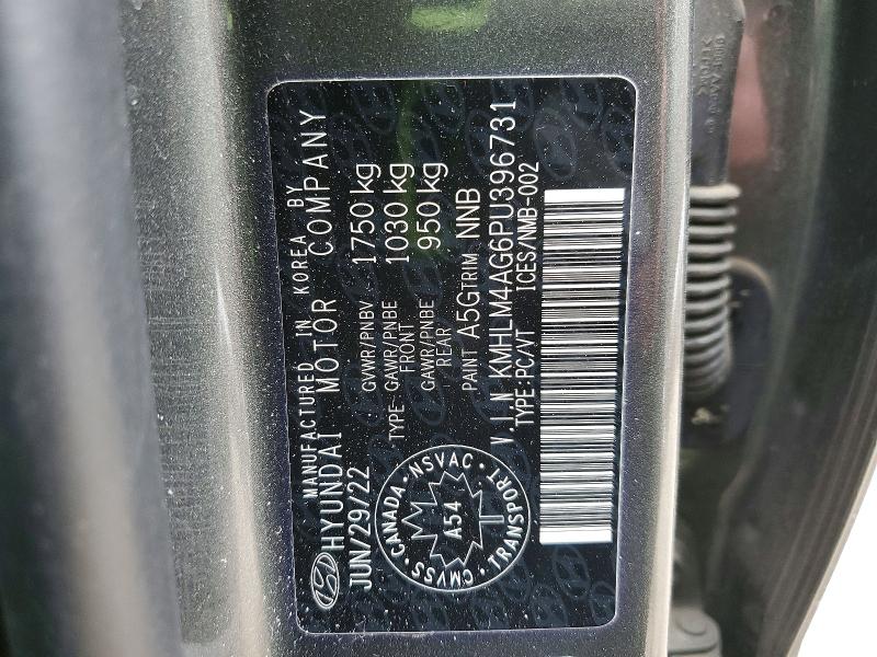 46522356 :رقم المزاد ، KMHLM4AG6PU396731 vin ، 2023 Hyundai Elantra مزاد بيع