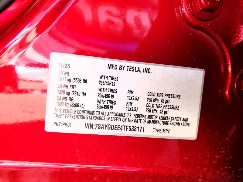 Продажа на аукционе авто 2026 Tesla Model Y, vin: 7SAYGDEE4TF538171, номер лота: 46864736
