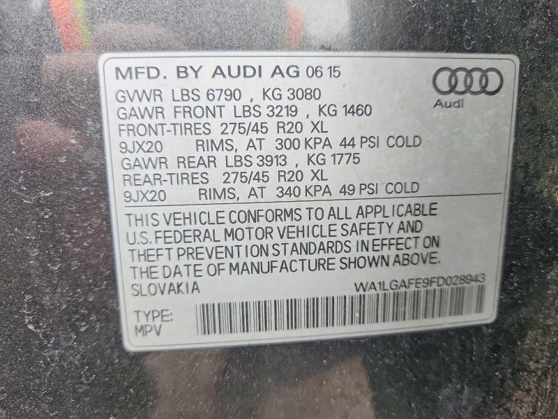 Продаж на аукціоні авто 2015 Audi Q7, vin: WA1LGAFE9FD028943, номер лоту: 79951895