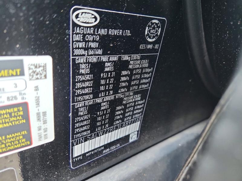 Aukcja sprzedaży 2020 Land Rover Range Rover Sport, vin: SALWZ2RE3LA897168, numer aukcji: 41781396