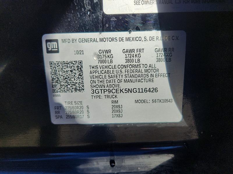 Aukcja sprzedaży 2022 Gmc Sierra Limited, vin: 3GTP9CEK5NG116426, numer aukcji: 42074956