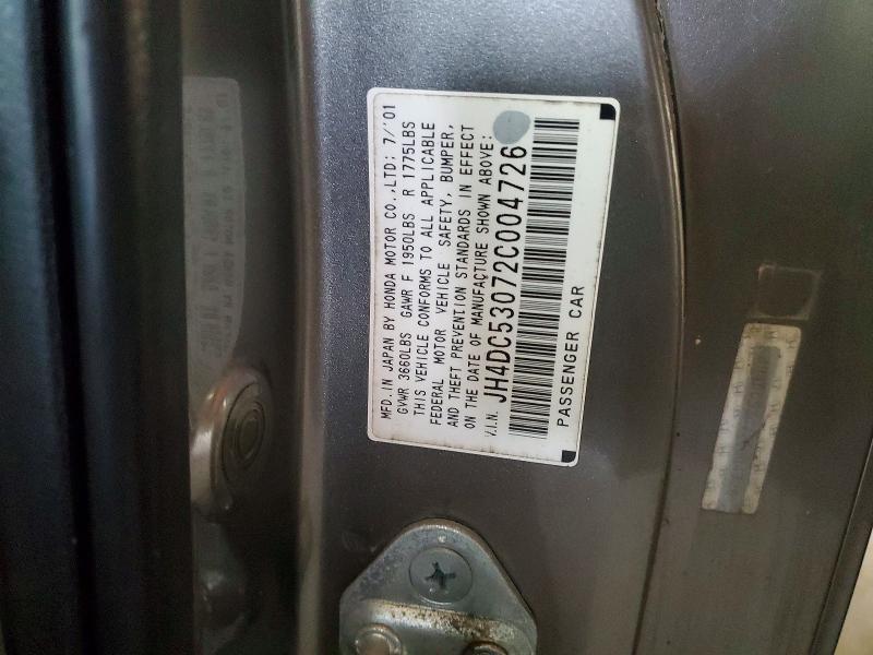 Продажа на аукционе авто 2002 Acura Rsx, vin: JH4DC53072C004726, номер лота: 46502056