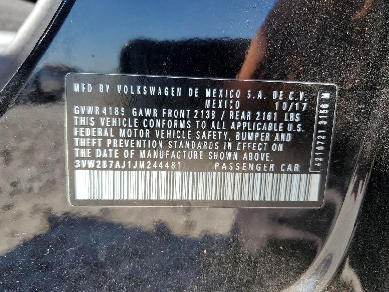 Продажа на аукционе авто 2018 Volkswagen Jetta, vin: 3VW2B7AJ1JM244481, номер лота: 47016516