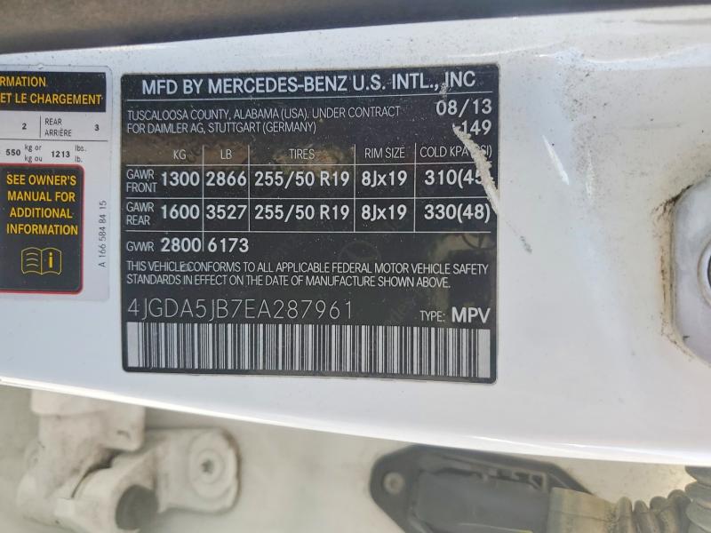Продаж на аукціоні авто 2014 Mercedes-benz Ml, vin: 4JGDA5JB7EA287961, номер лоту: 46393966