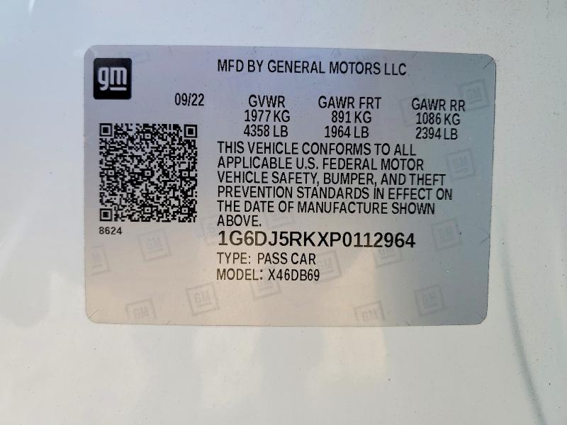 2023 Cadillac Ct4 მანქანა იყიდება აუქციონზე, vin: 1G6DJ5RKXP0112964, აუქციონის ნომერი: 47488906