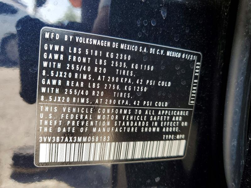 Aukcja sprzedaży 2021 Volkswagen Tiguan, vin: 3VV3B7AX3MM058183, numer aukcji: 41667916