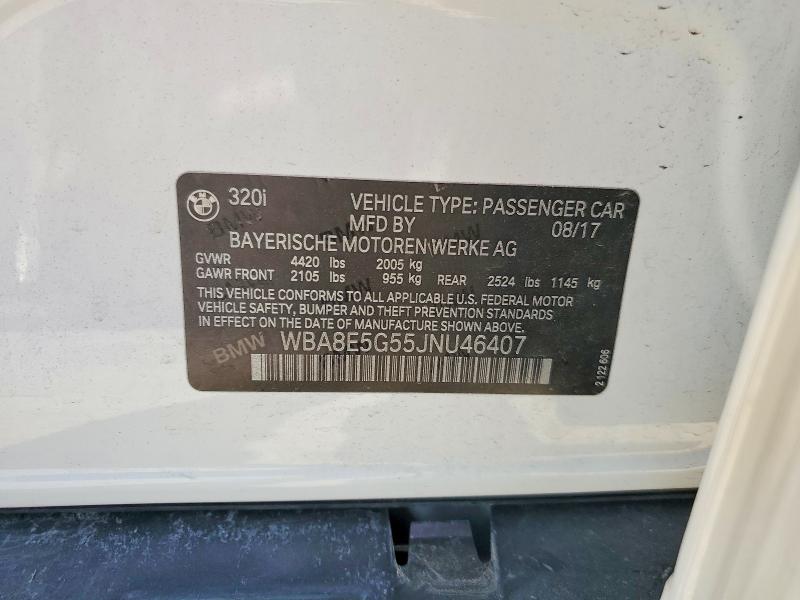 2018 Bmw 320 მანქანა იყიდება აუქციონზე, vin: WBA8E5G55JNU46407, აუქციონის ნომერი: 47348856