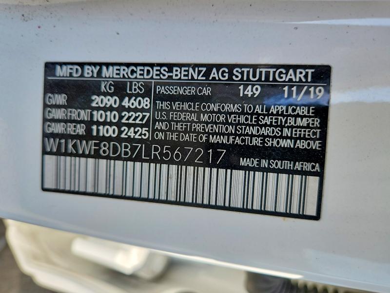 Продажа на аукционе авто 2020 Mercedes-benz C, vin: W1KWF8DB7LR567217, номер лота: 47390476