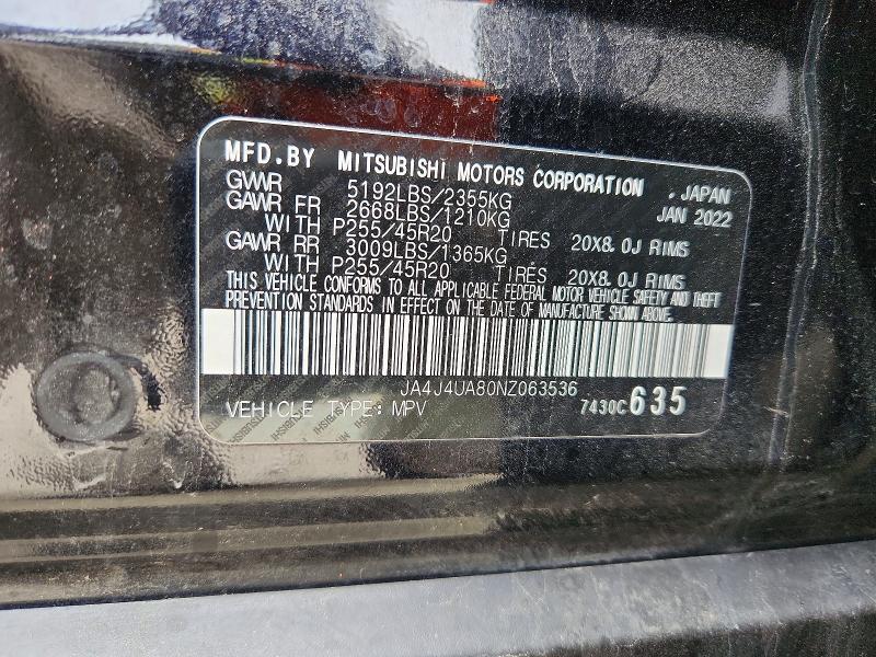 Aukcja sprzedaży 2022 Mitsubishi Outlander, vin: JA4J4UA80NZ063536, numer aukcji: 79677945