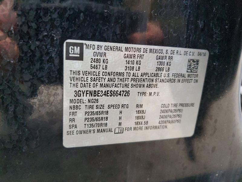 2014 Cadillac Srx მანქანა იყიდება აუქციონზე, vin: 3GYFNBE34ES664726, აუქციონის ნომერი: 79731925