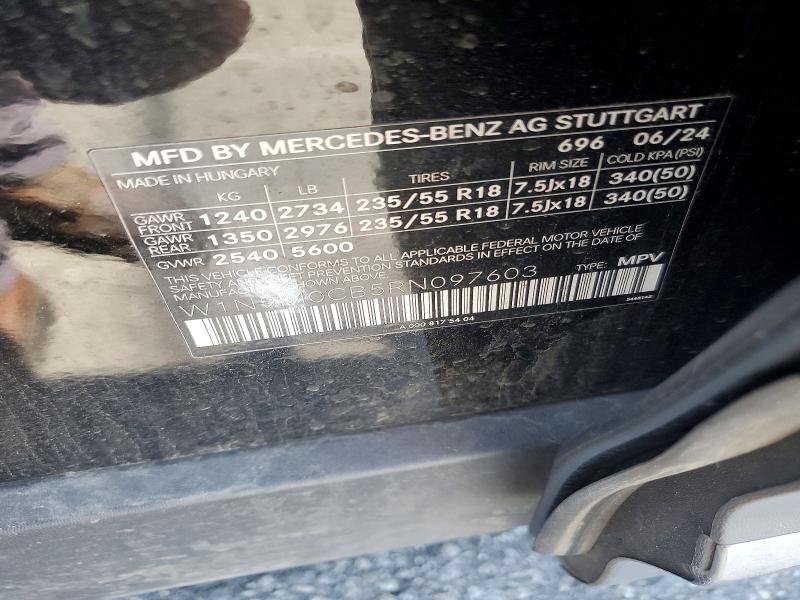 2024 Mercedes-benz Eqb მანქანა იყიდება აუქციონზე, vin: W1N9M0CB5RN097603, აუქციონის ნომერი: 47748256