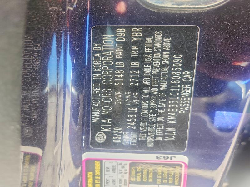 46068136 :رقم المزاد ، KNAE35LC1L6085090 vin ، 2020 Kia Stinger مزاد بيع
