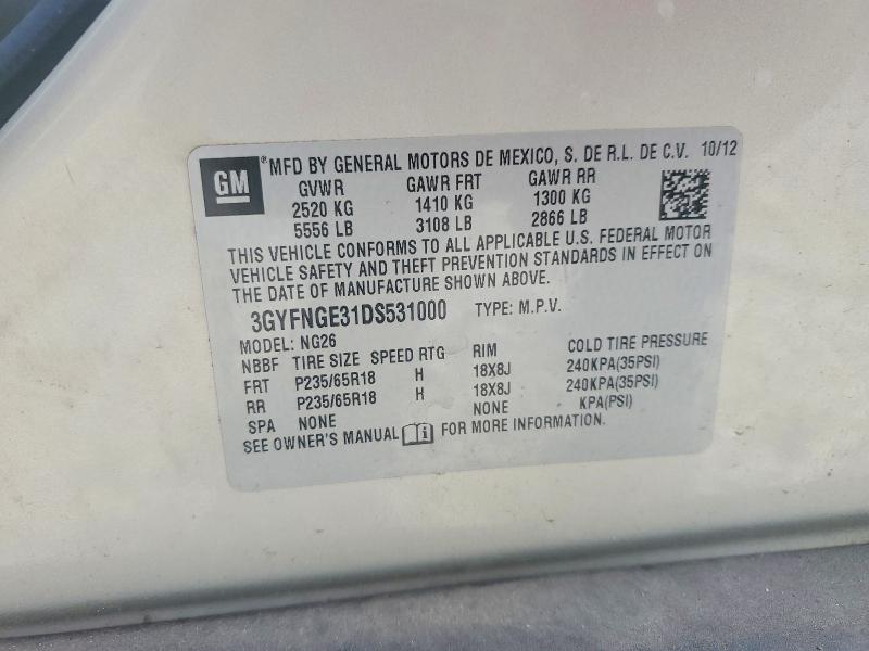 79237885 :رقم المزاد ، 3GYFNGE31DS531000 vin ، 2013 Cadillac Srx مزاد بيع