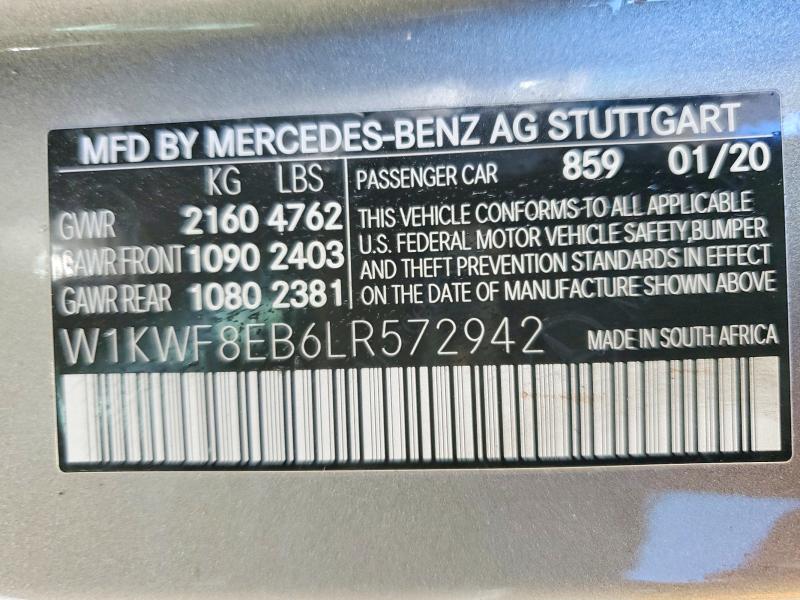 Aukcja sprzedaży 2020 Mercedes-benz C, vin: W1KWF8EB6LR572942, numer aukcji: 46856286