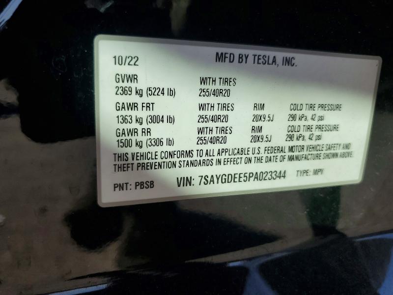 2023 Tesla Model Y მანქანა იყიდება აუქციონზე, vin: 7SAYGDEE5PA023344, აუქციონის ნომერი: 46760456
