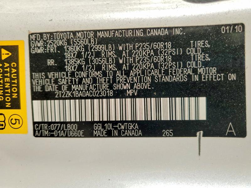 Продаж на аукціоні авто 2010 Lexus Rx 350, vin: 2T2ZK1BA0AC023018, номер лоту: 45557096