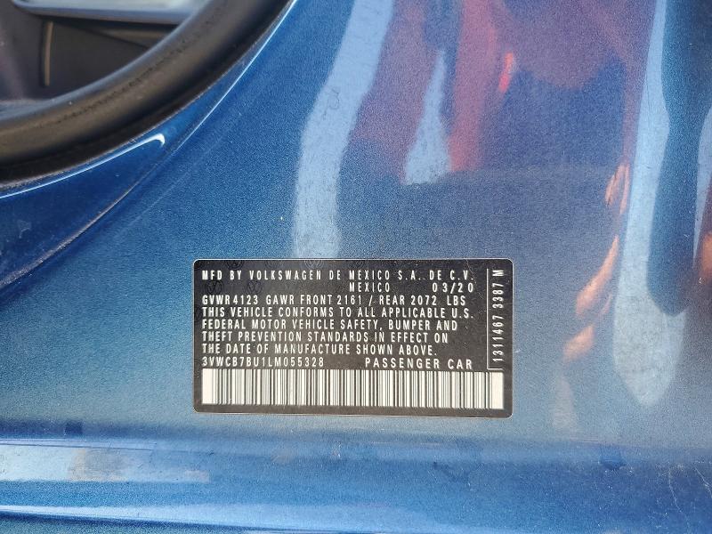 2020 Volkswagen Jetta მანქანა იყიდება აუქციონზე, vin: 3VWCB7BU1LM055328, აუქციონის ნომერი: 47524086