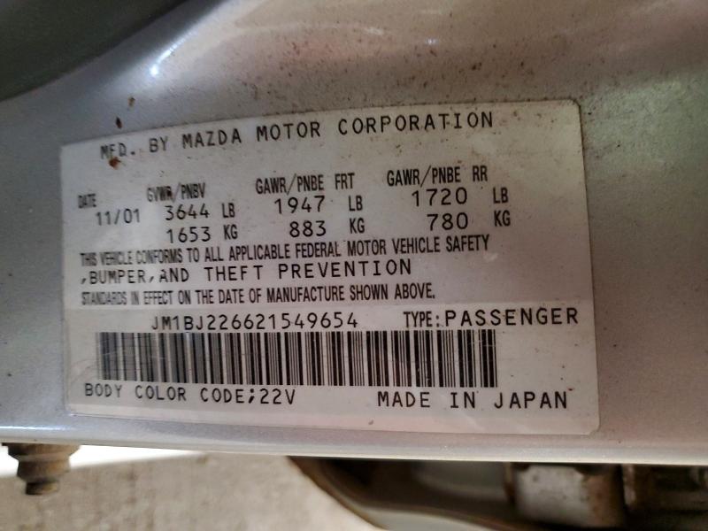 46664016 :رقم المزاد ، JM1BJ226621549654 vin ، 2002 Mazda Protege مزاد بيع