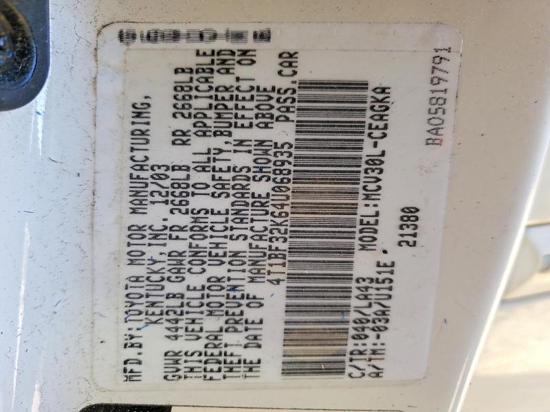 Продажа на аукционе авто 2004 Toyota Camry, vin: 4T1BF32K64U068935, номер лота: 46092176