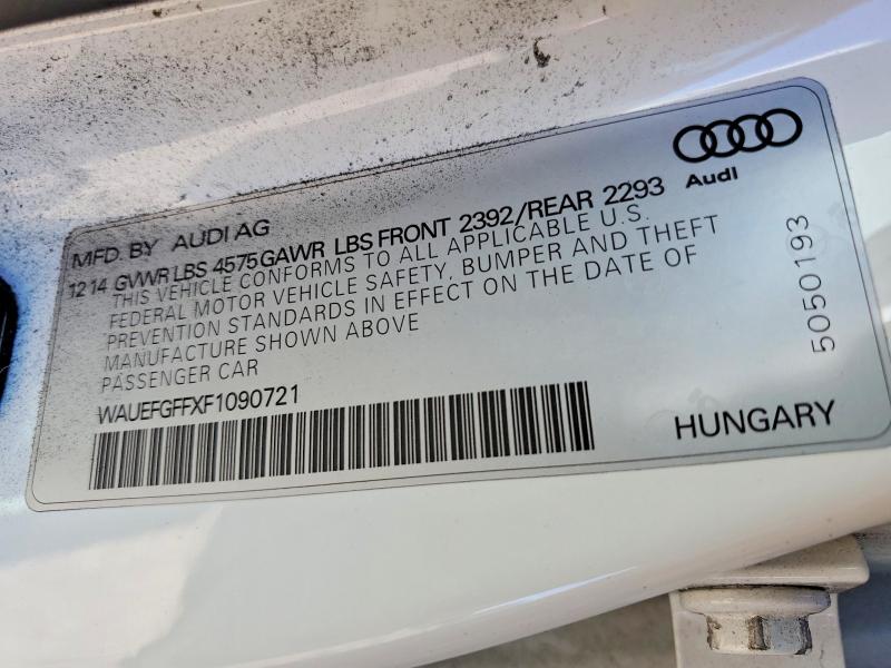 2015 Audi A3 მანქანა იყიდება აუქციონზე, vin: WAUEFGFFXF1090721, აუქციონის ნომერი: 45876636